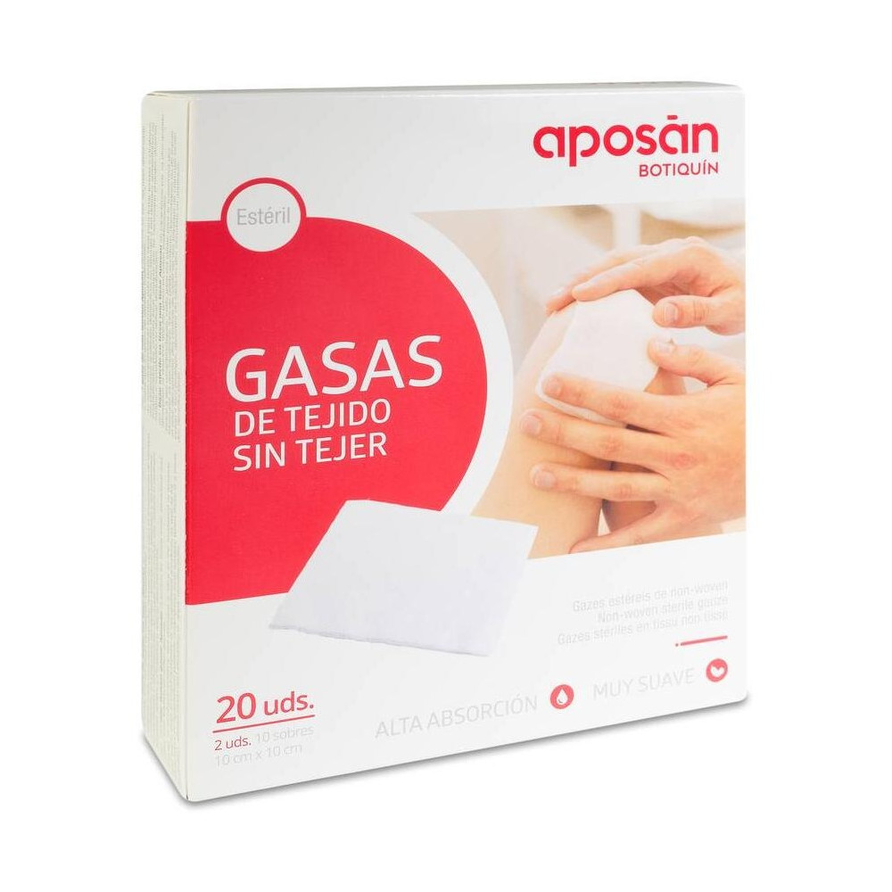 Aposan Gasa Estéril Tejido Sin Tejer 10Cmx10Cm 20 Gasas (2Ud/Sobre)