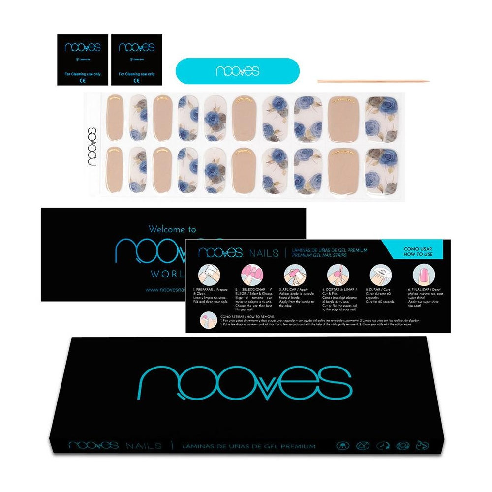 Láminas De Uñas De Gel Elegant Floral Premium Luxe Metallic 20 U