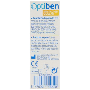 Optiben Ojos Irritados Estéril Sequedad Ocular Frasco 15Ml