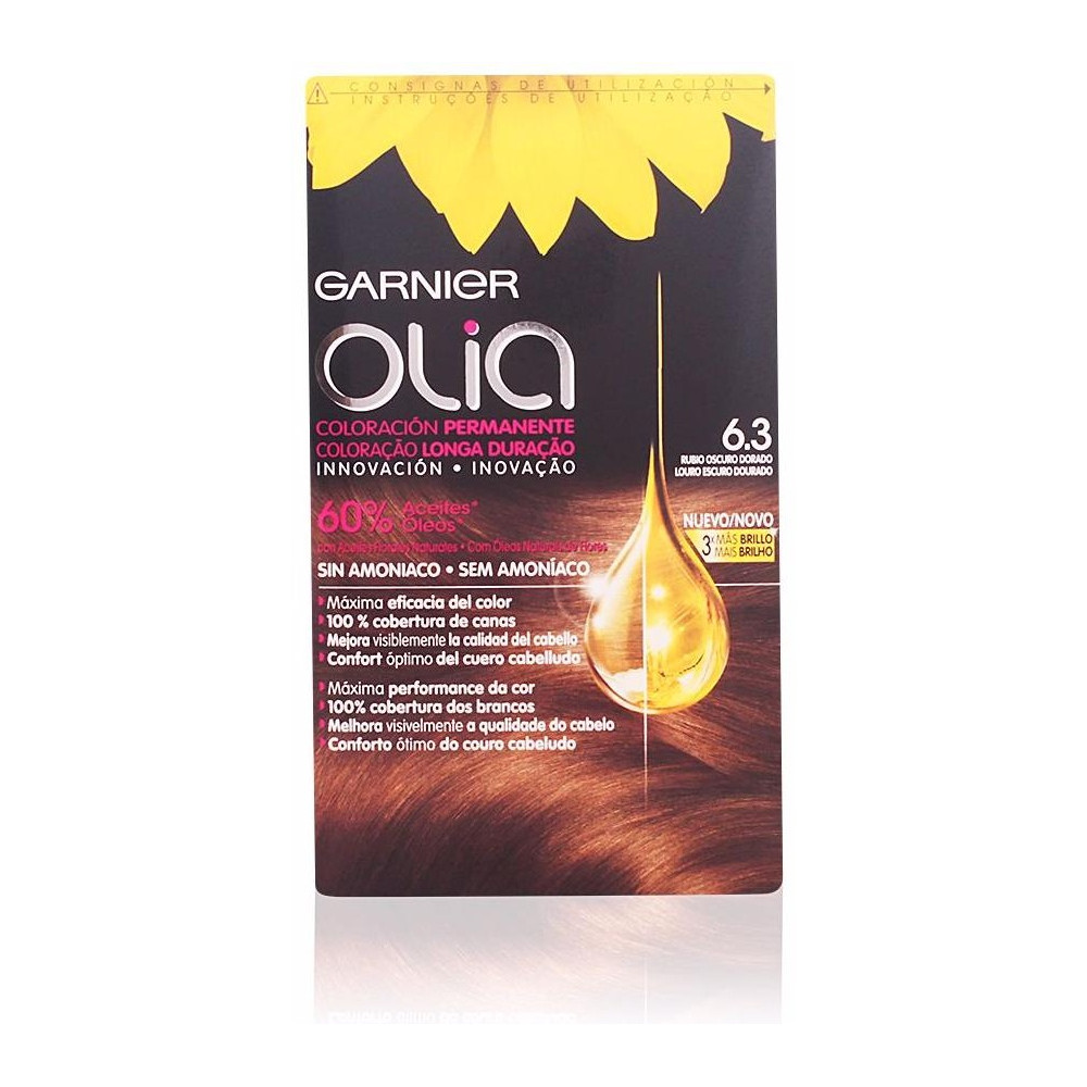 Garnier Olia Coloración Permanente N°6.3 Rubio Oscuro Dorado 4Uds