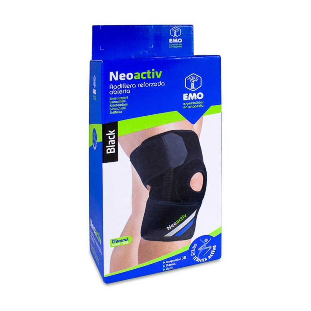 Emo Neoactiv Rodillera Reforzada Abierta Negra, 1 Ud