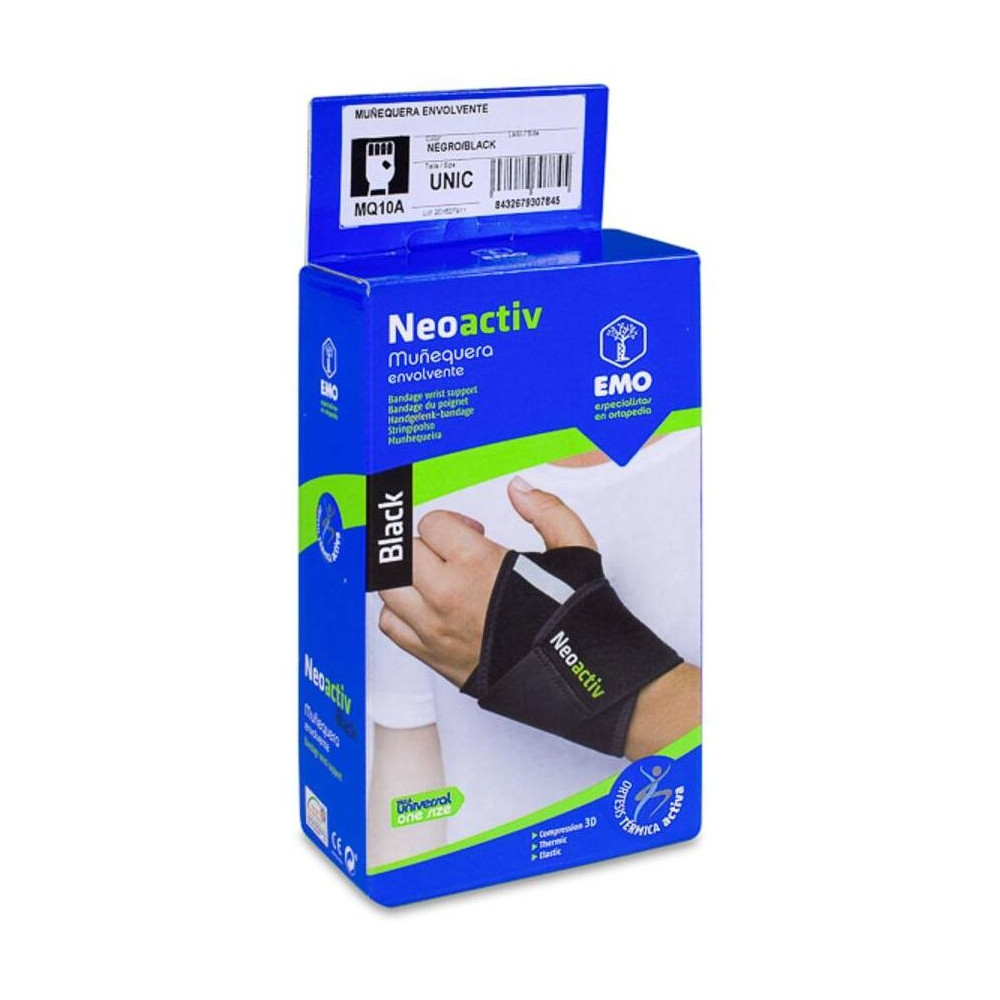 Emo Neoactiv Muñequera Envolvente Negra, 1 Ud