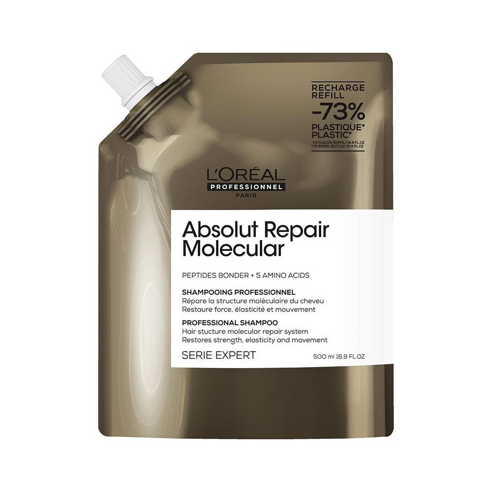 Absolut Repair Molecular Champú Profesional Sin Sulfatos Para Cabello Dañado Recarga 500 Ml