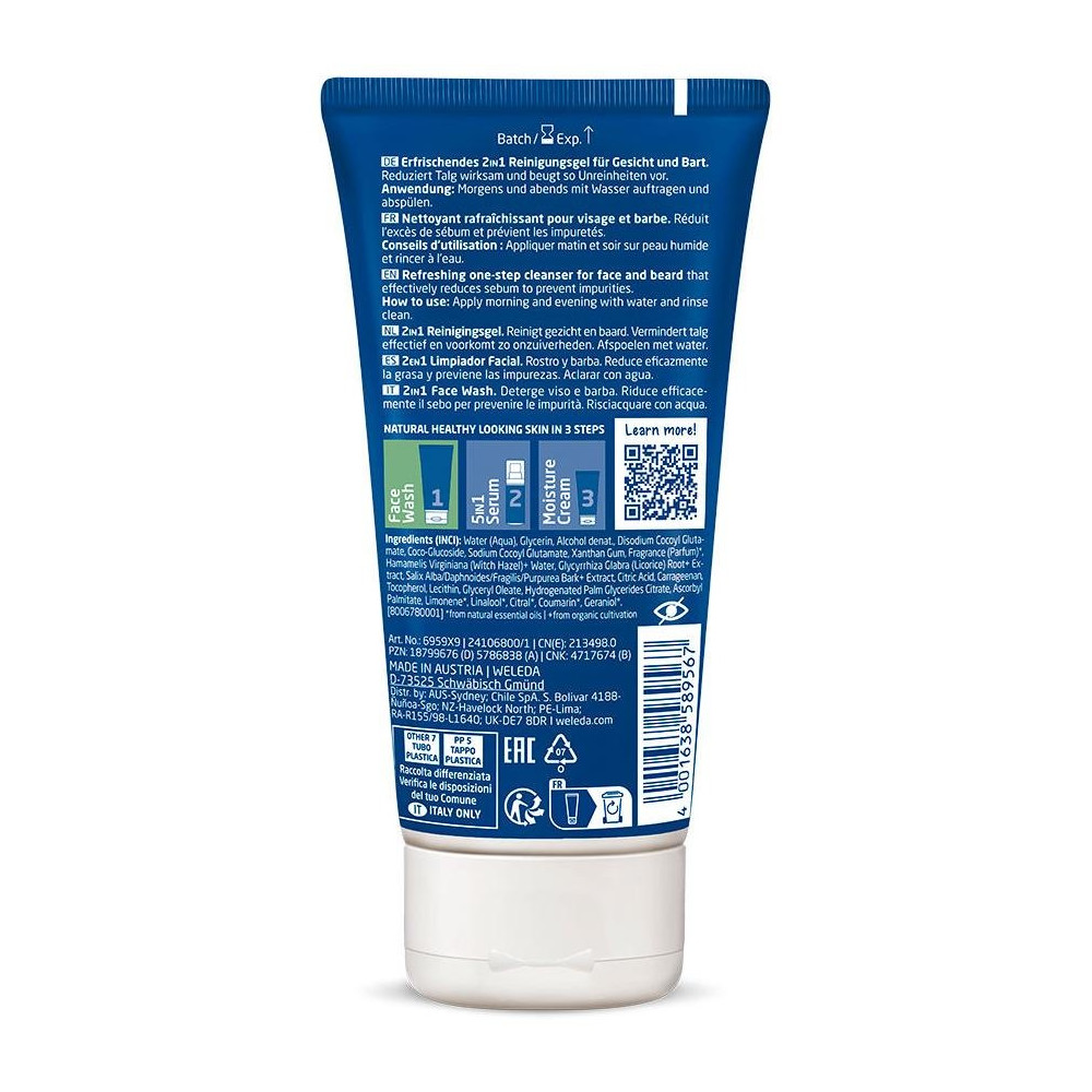 For Men Gel Limpiador 2 En 1 Rostro Y Barba, Afeitado Weleda - Perfumes Club