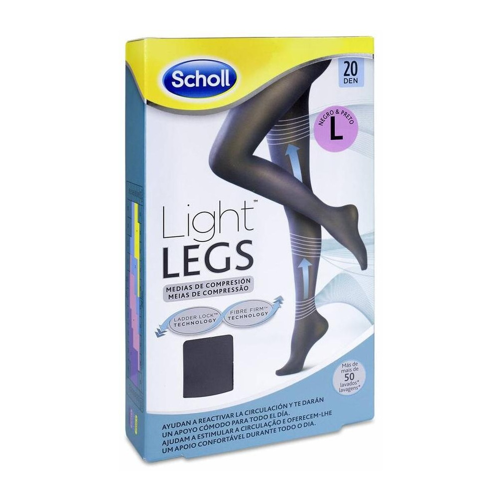 Scholl Light Legs Medias De Compresión Ligera 20 Den Negro Talla L, 1 Ud