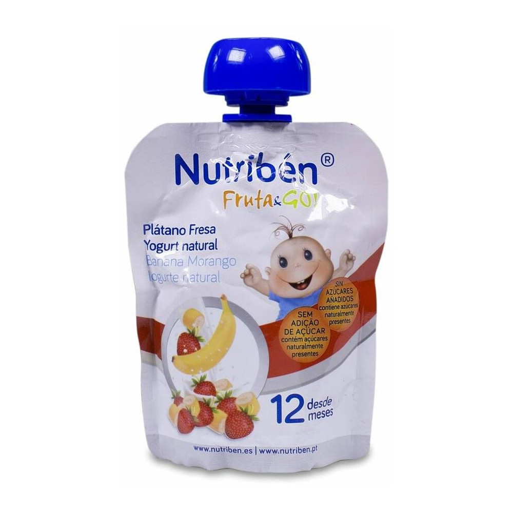 Nutribén Fruta Y Go! Plátano, Fresa Y Yogurt Natural, 90 G