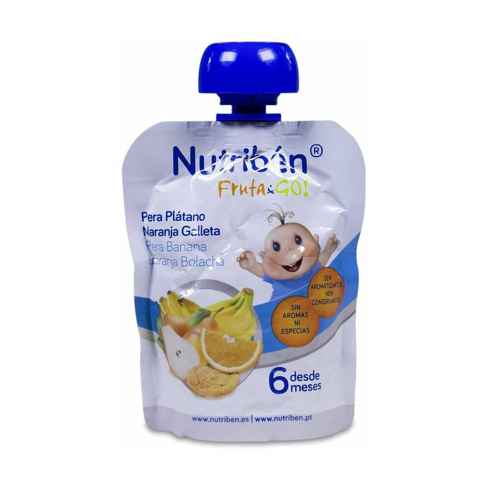 Nutribén Fruta Y Go! Pera, Plátano, Naranja Y Galleta, 90 G