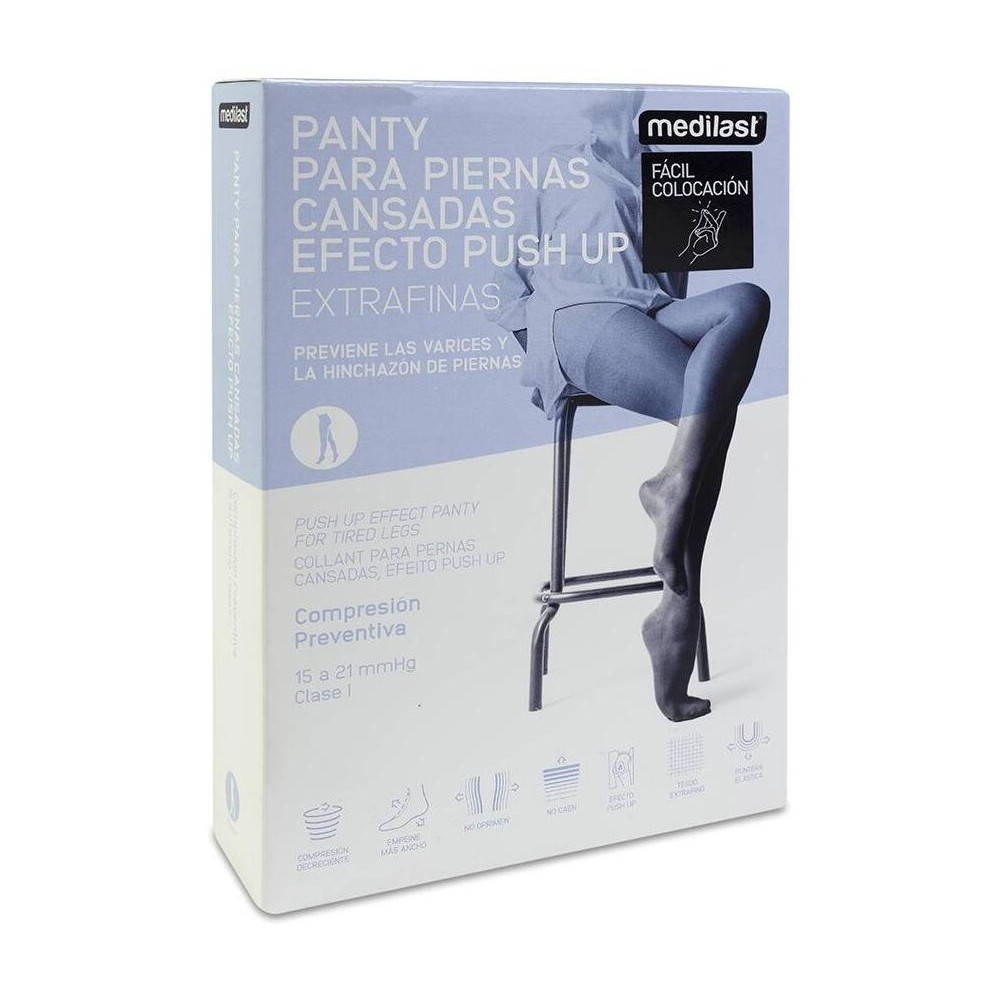 Medilast Panty De Compresión Preventiva Para Piernas Cansadas De Fácil Colocación 431 Negro Talla S, 1 Unidad