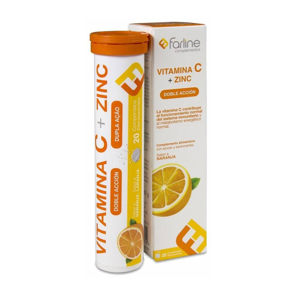 Farline Vitamina C + Zinc, 20 Comprimidos Efervescentes