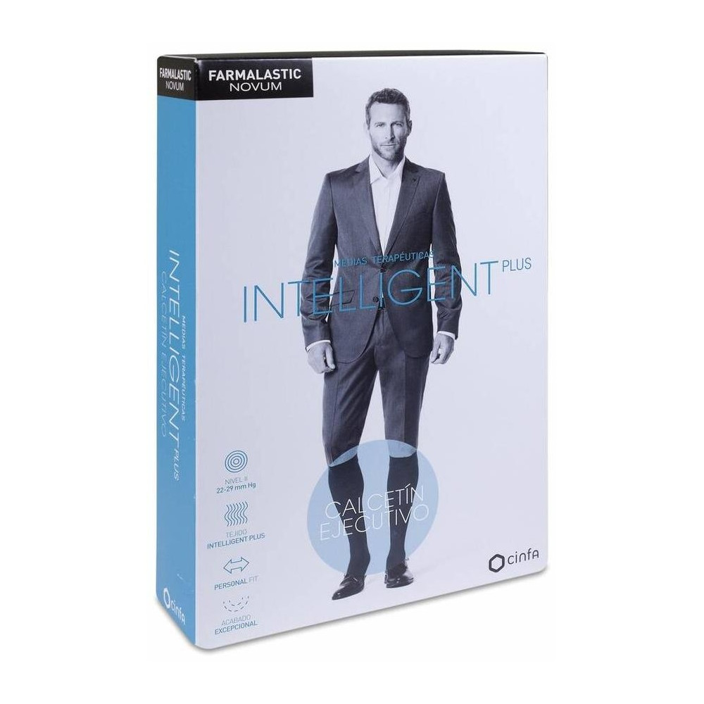 Farmalastic Novum Intelligent Plus Calcetín Ejecutivo Compresión Decreciente Nivel Ii Negro Talla 4, 1 Par