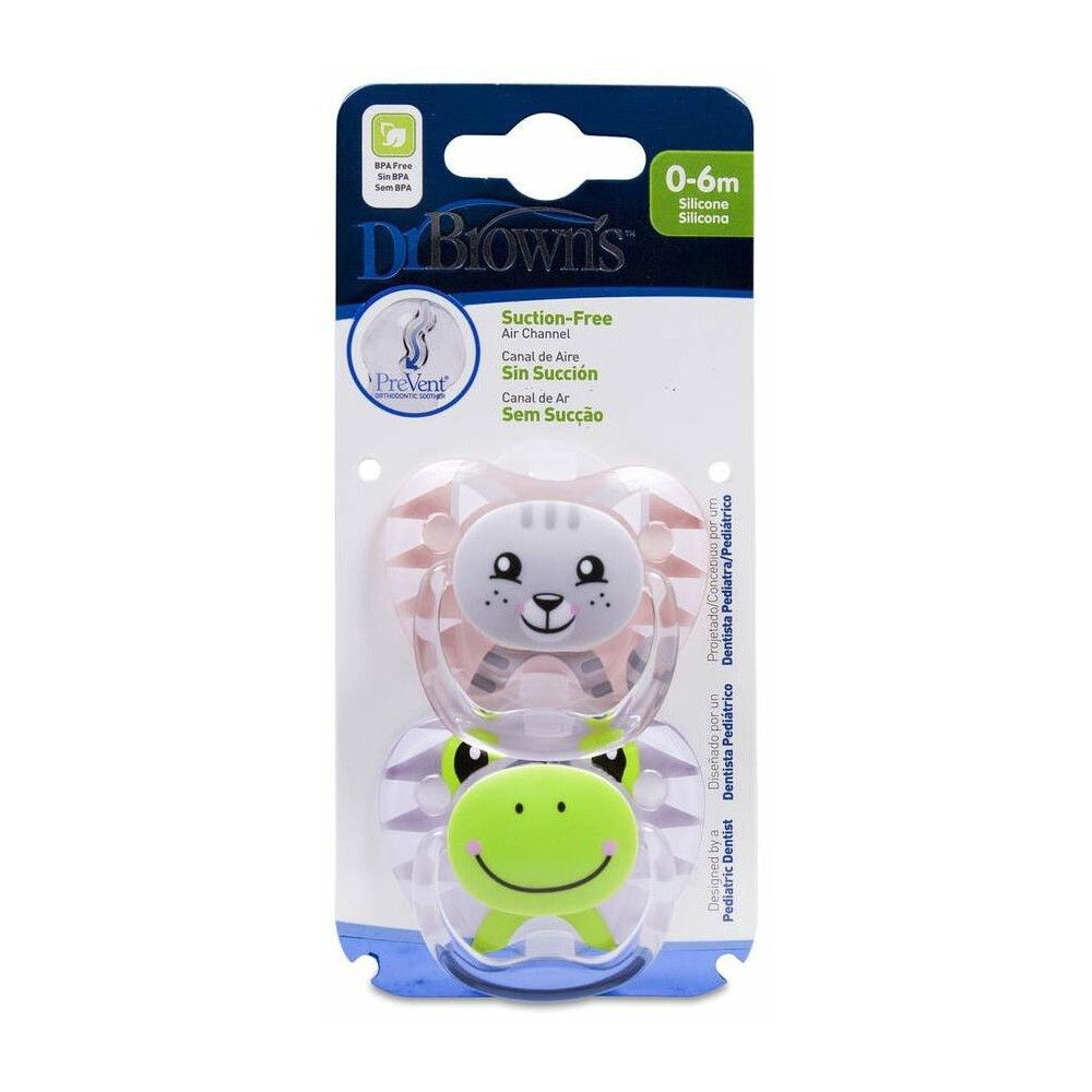 Dr Brown'S Prevent Animal Faces Chupete Infantil 0-6M 2Uds