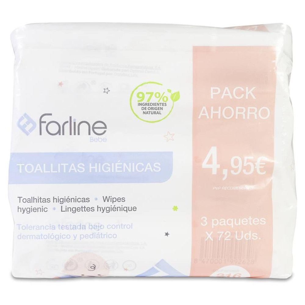 Pack Farline Toallitas Higiénicas Bebé, 3 Uds