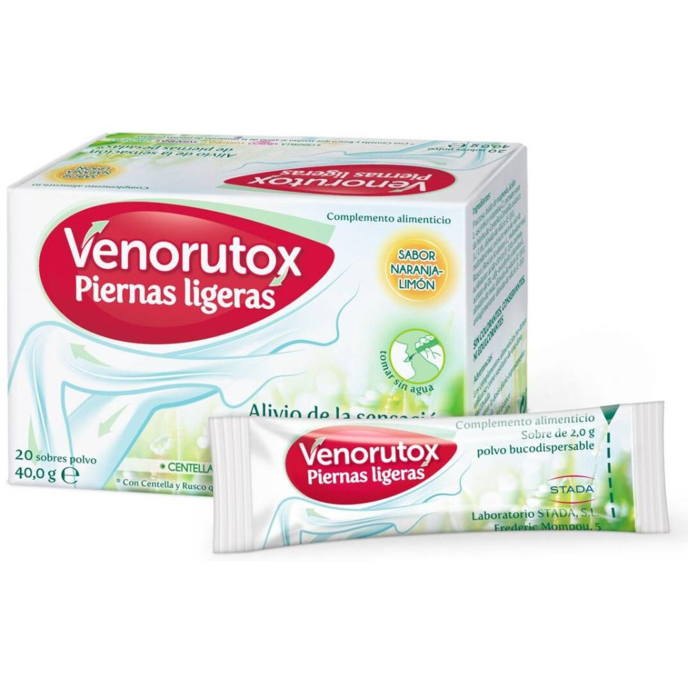 Venorutox Piernas Ligeras Sabor Naranja-Limón 20Uds