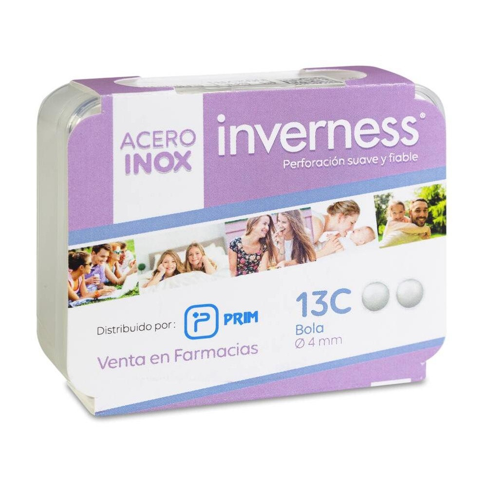 Prim Inverness Pendiente 13C Acero Inoxidable Bola 4 Mm, 1 Unidad