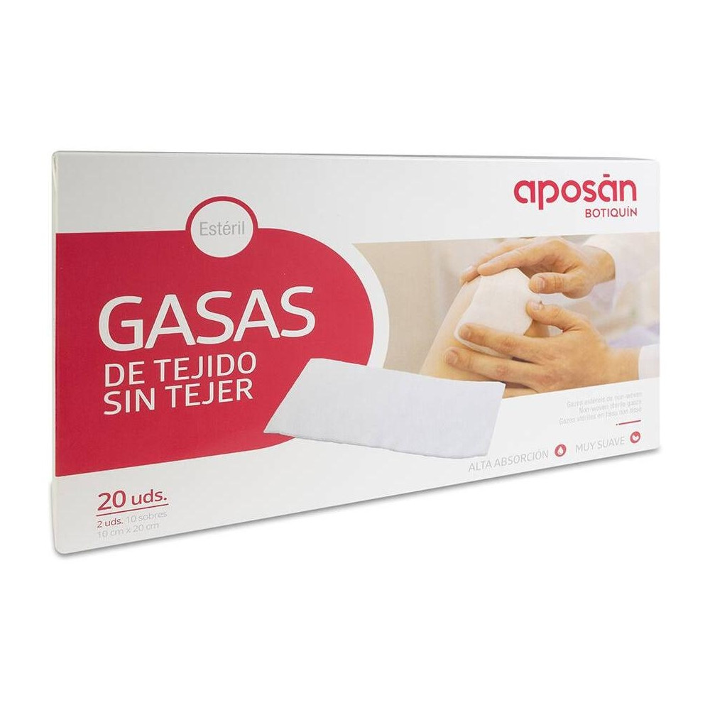 Aposan Gasa Estéril Tejido Sin Tejer Compresas 10X20Cm 20Uds
