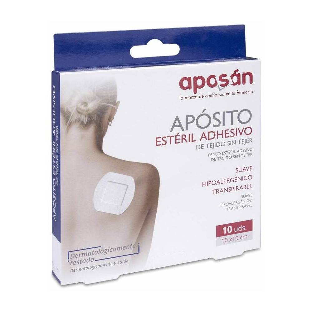 Aposán Apósito Estéril Adhesivo Tejido Sin Tejer 10X10 Cm, 10 Uds