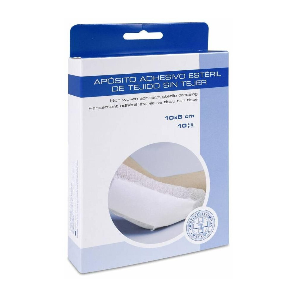 Gran Cruz Apósitos Adhesivos Tejido Sin Tejer 10X8Cm 10Uds