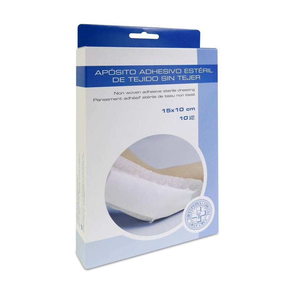 Gran Cruz Apósito Estéril Adhesivo Tejido Sin Tejer 15 Cm X 10 Cm, 10 Apósitos