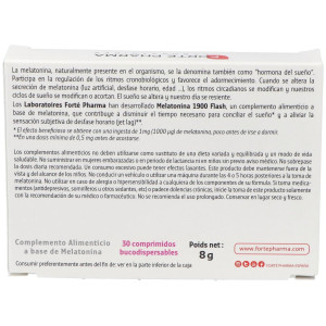 Melatonina 1900 Flash Adormecimiento Más Rápido 30 Comprimidos