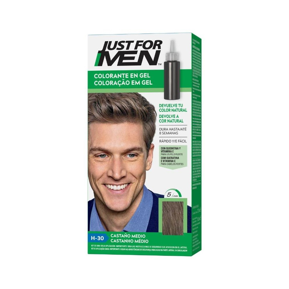 Just For Men Champú Colorante 30 Cc Castaño Medio Natural, 1 Ud