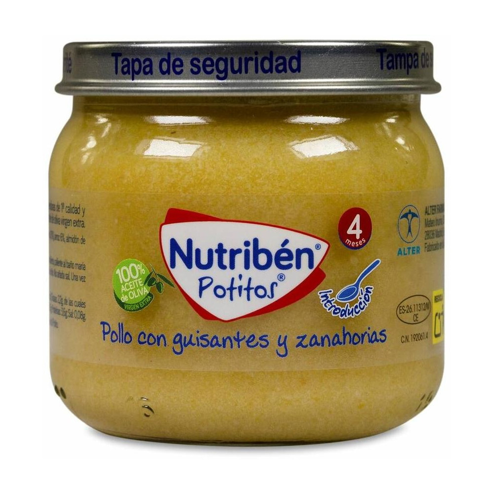 Nutribén Potitos Introducción: Pollo Con Guisantes Y Zanahoria 120Gr