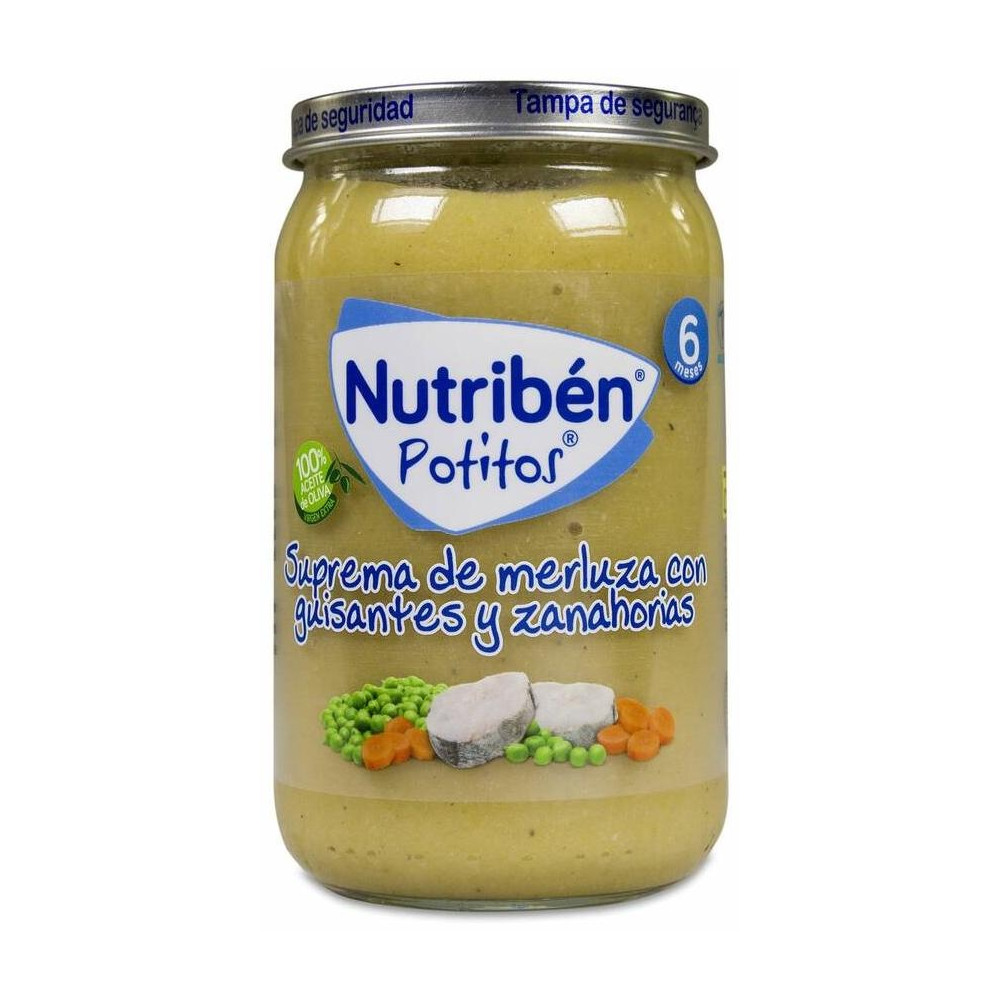 Nutribén Potitos Suprema De Merluza Con Guisantes Y Zanahorias, 235 G