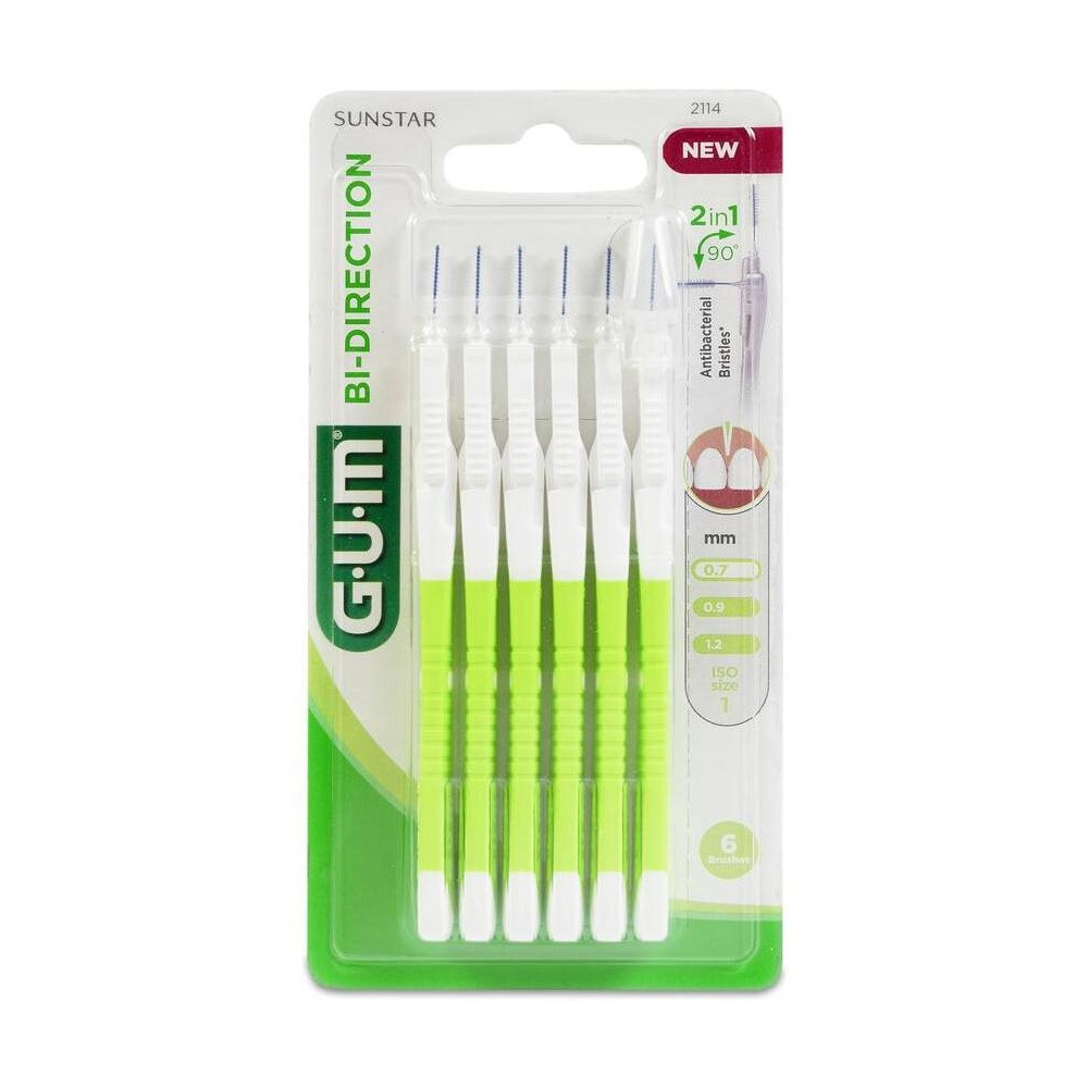 Gum Cepillos Interdentales Bi-Direction 0,9Mm, 6 Uds Verdes