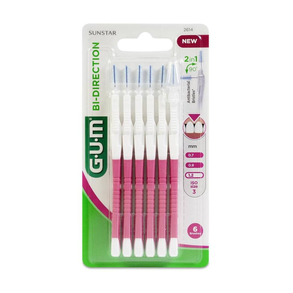 Gum Cepillos Interdentales Bi-Direction Rosas 0,9Mm, 6 Uds