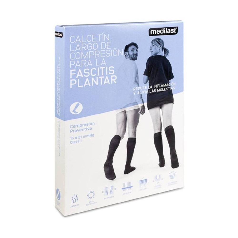 Medilast Calcetín Largo Para Fascitis Plantar Color Negro Talla S, 1 Ud