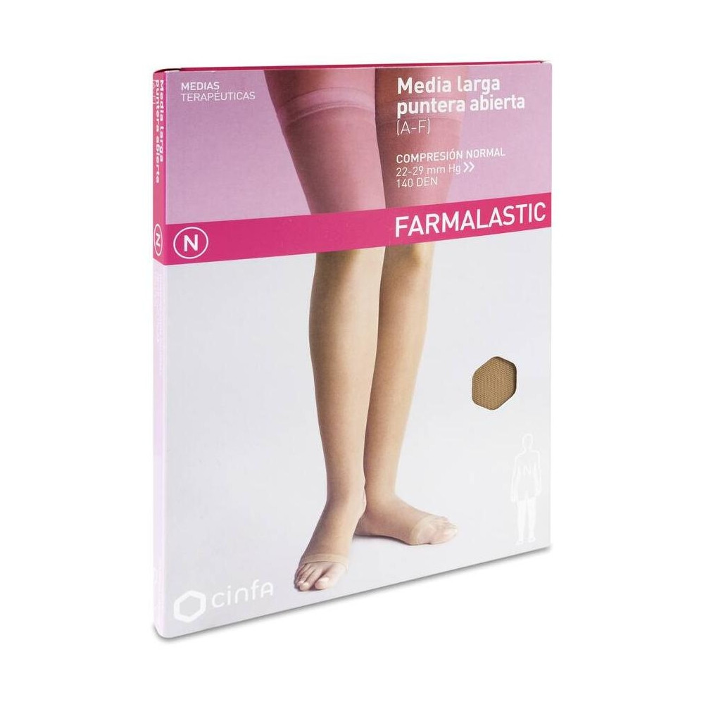 Farmalastic Media Larga Con Puntera Abierta Camel Talla Eg, 1 Ud