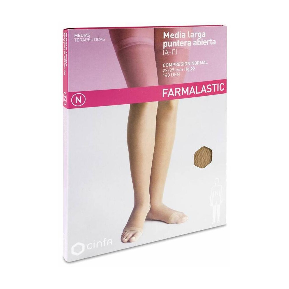 Farmalastic Media Larga Compresión Normal Puntera Abierta Camel T-M