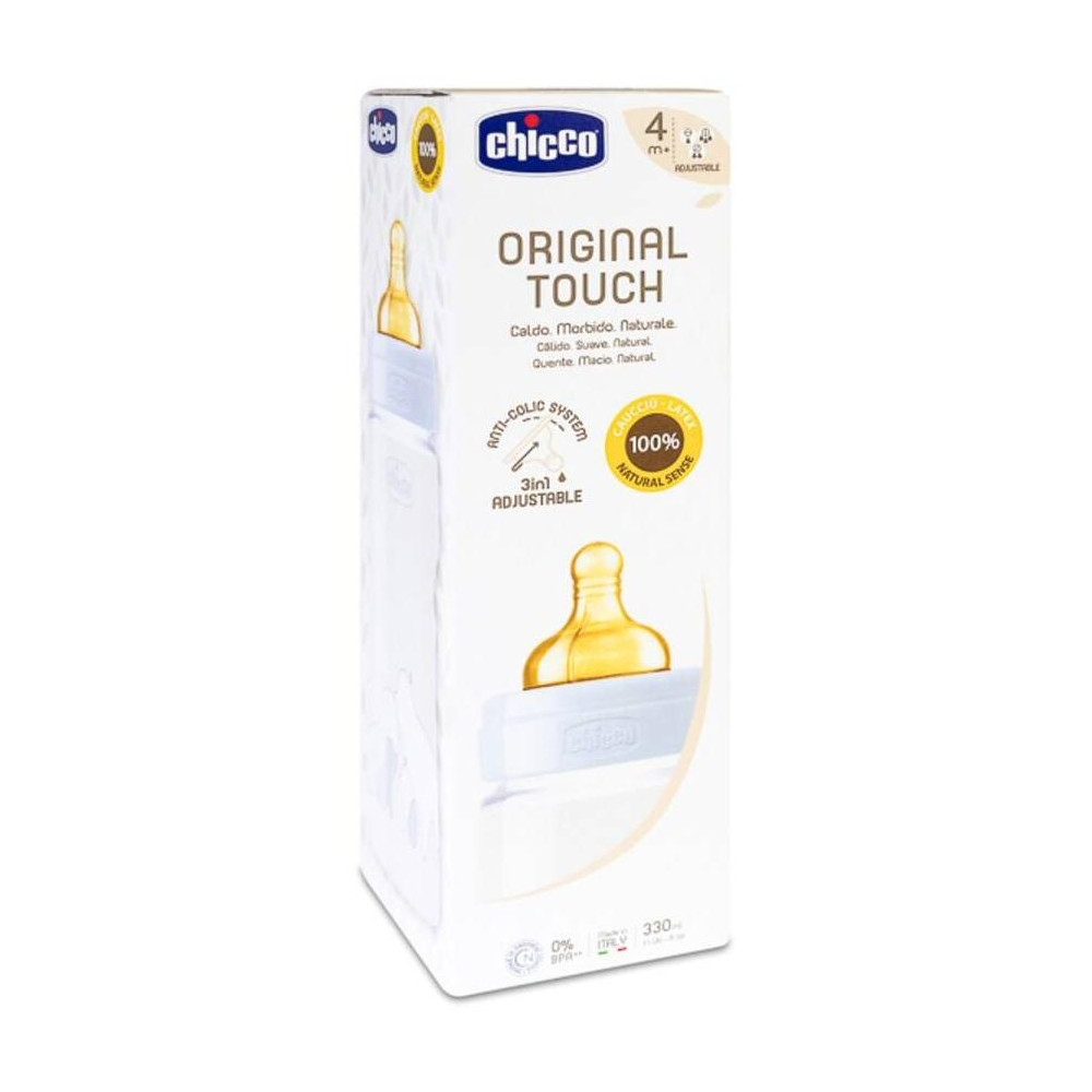 Chicco Biberón Tetina Caucho Rosa +4M Flujo Rápido 330Ml