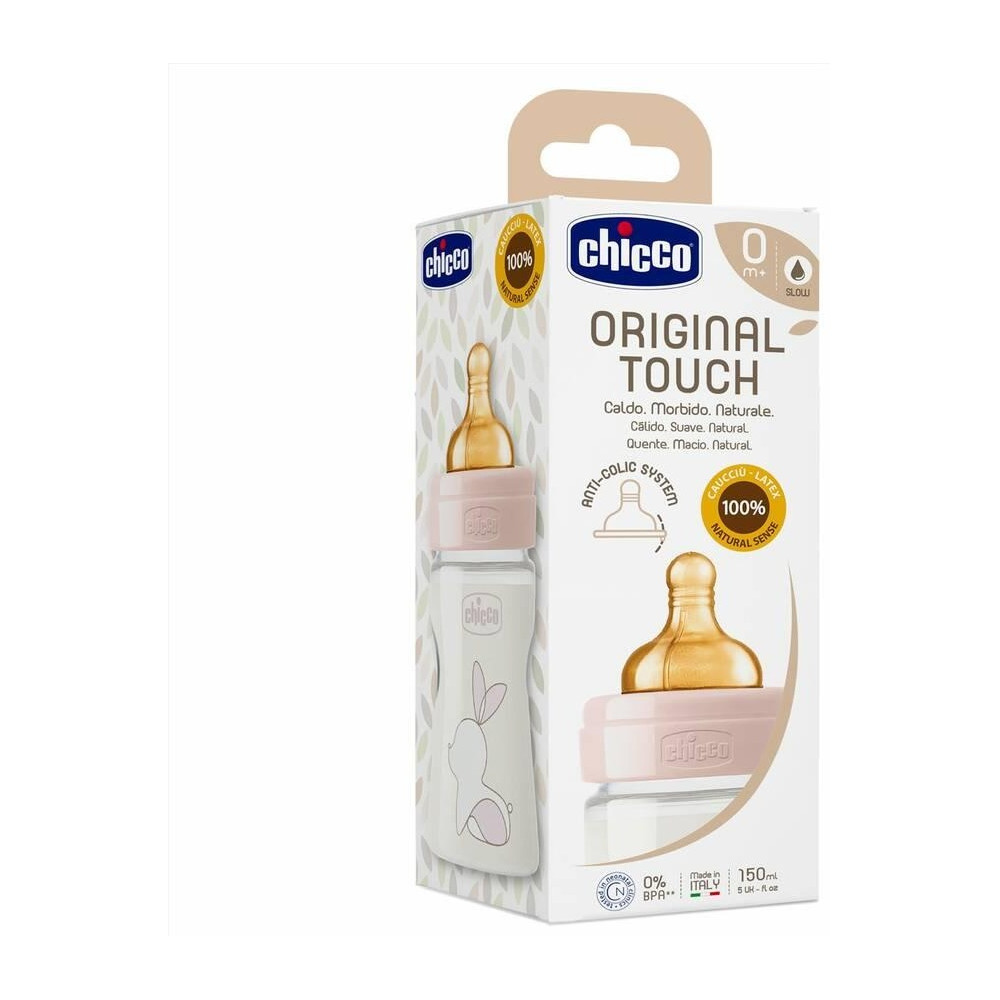Chicco Biberón Original Touch Flujo Normal Caucho 0M+ Rosa 150Ml