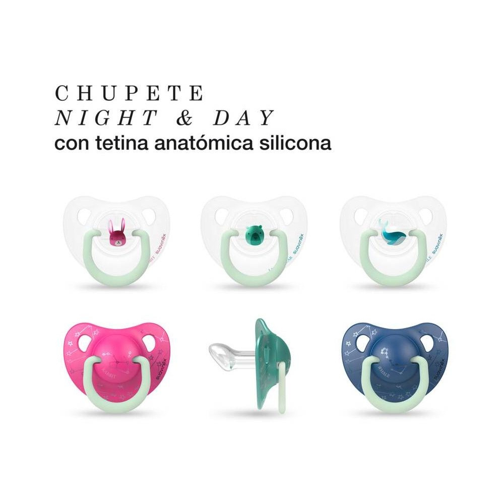 Suavinex Chupete Noche Y Dia Anatomico 0-6 Meses Silicona 2 Und.