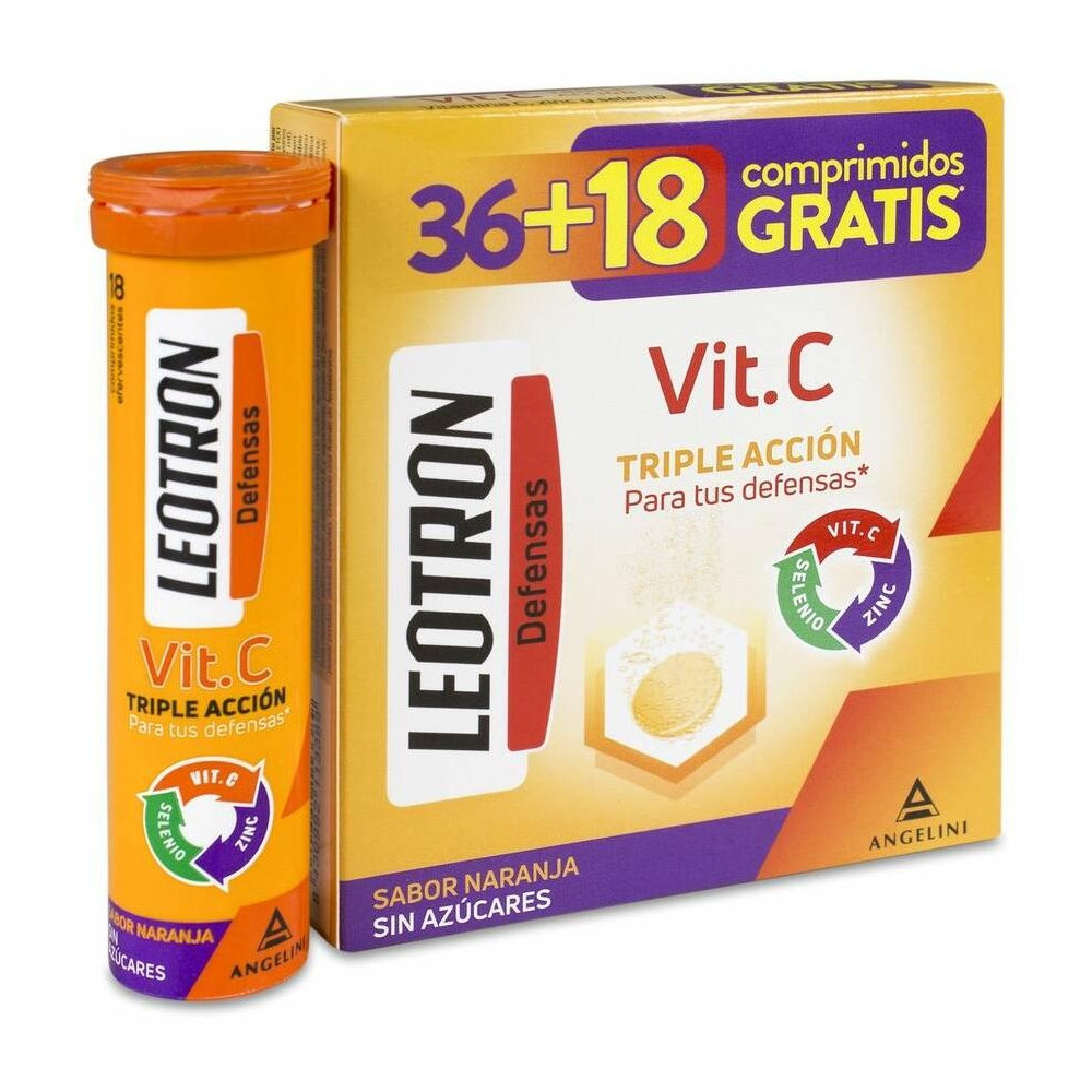 Vitamina C Triple Acción Comprimidos Efervescentes 36 + 18 De Regalo Naranja 54 U