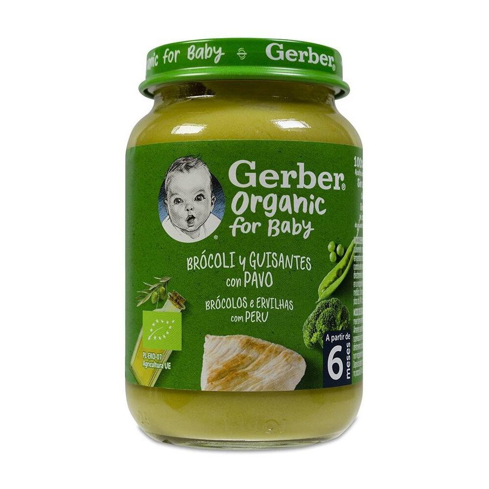 Organic Puré Brócoli Y Guisantes Con Pavo 190 Gr