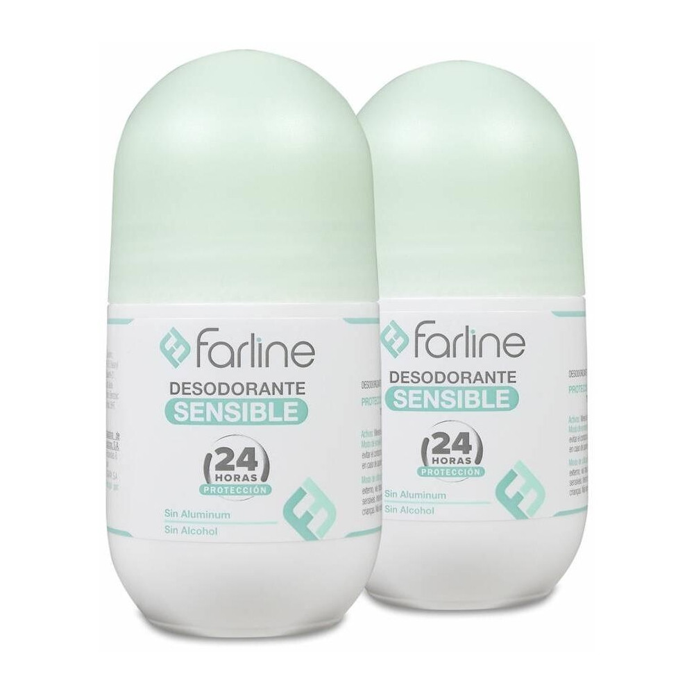 Duplo Farline Desodorante Piel Sensible 24 Horas Roll-On, 2 Uds