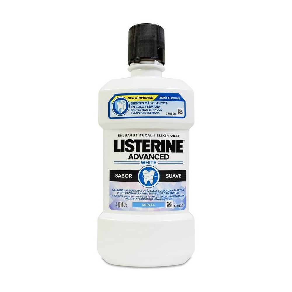 Listerine Enjuague Bucal Advanced White Sabor Suave, 500 Ml