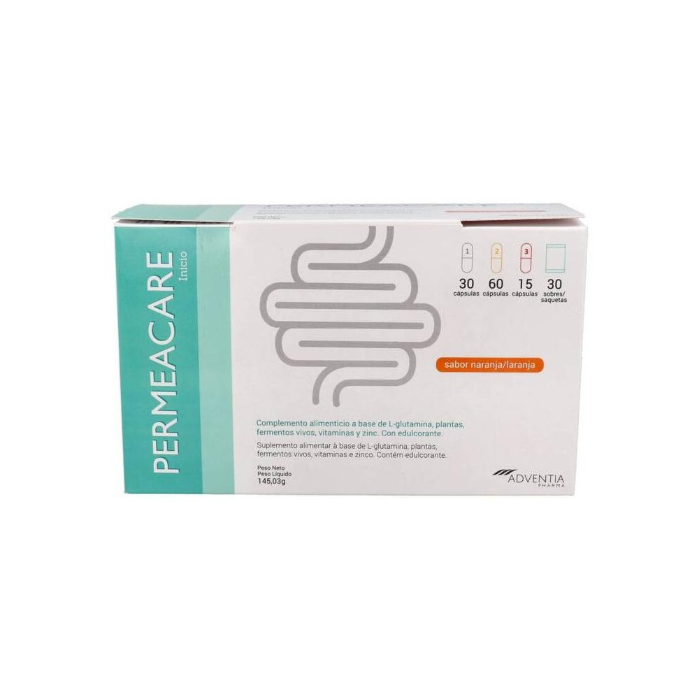 Permeacare Inicio, 30 Cápsulas Fase 1 + 60 Cápsulas Fase 22 + 15 Cápsulas Fase 3 + 30 Sobres