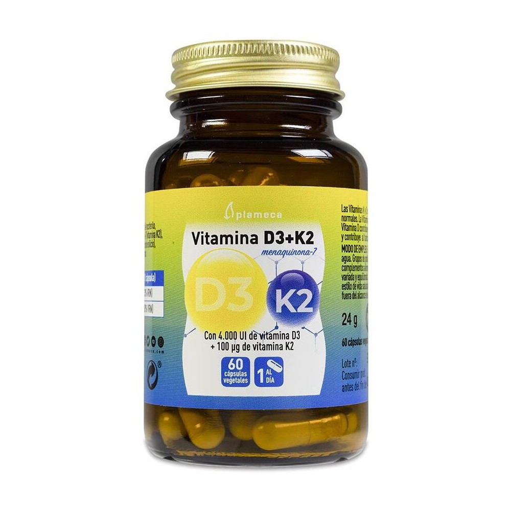 Plameca Vitamina D3 + K2, 60 Cápsulas Vegetales
