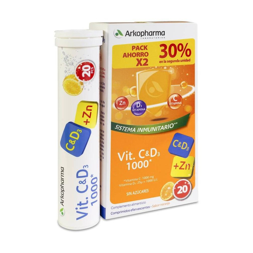 Arkopharma Vitamina C + D3 1000Mg + Zinc Efervescente 2X20Comp