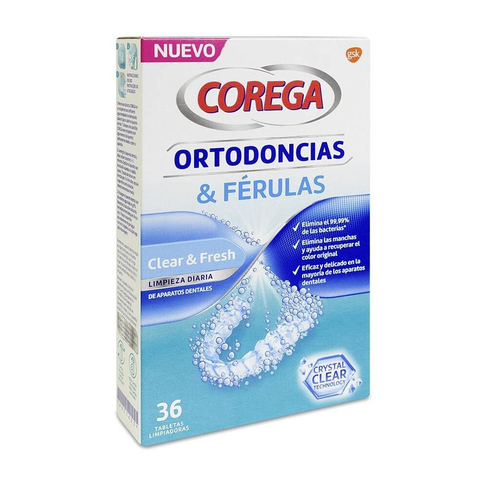 Corega Ortodoncias Y Férulas, 36 Tabletas Limpiadoras