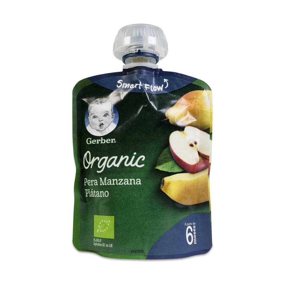 Gerber Organic Puré Pera, Manzana Y Plátano, 90 G