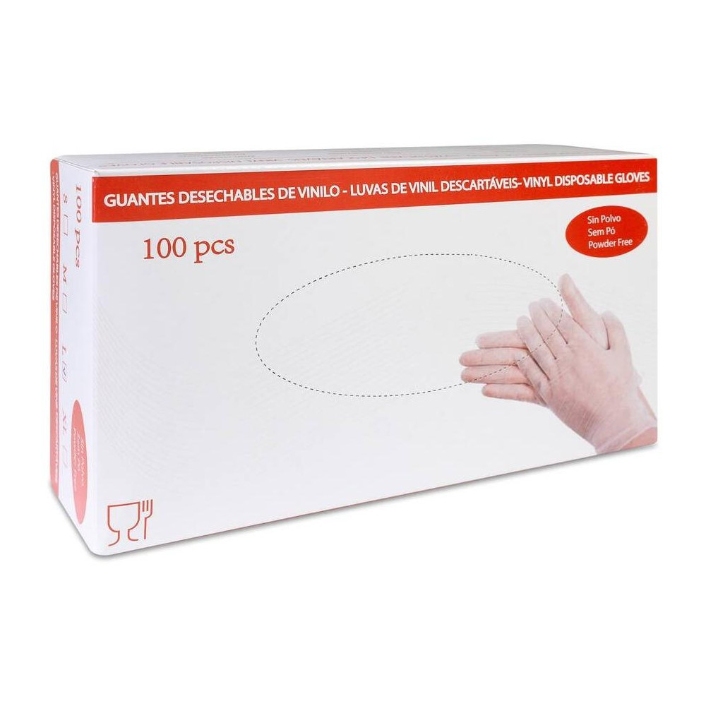 Guantes Desechables De Vinilo Talla L, 100 Uds