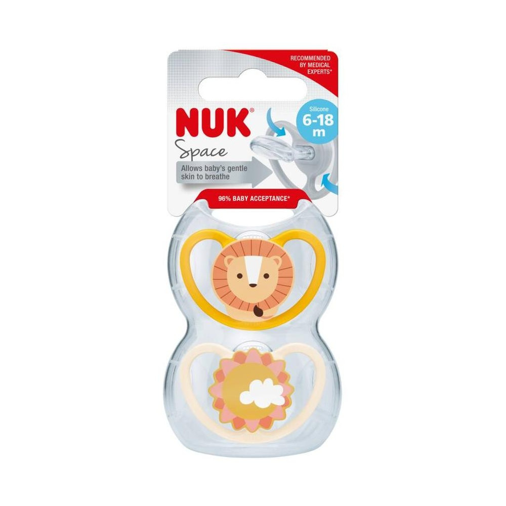 Nuk Chupete Space Silicona 6-18 Meses, 2 Unidades