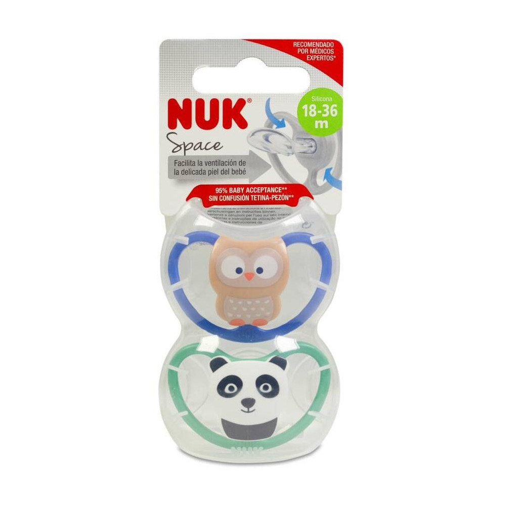 Nuk Space Chupete De Silicona 18-36 Meses, 2 Unidades