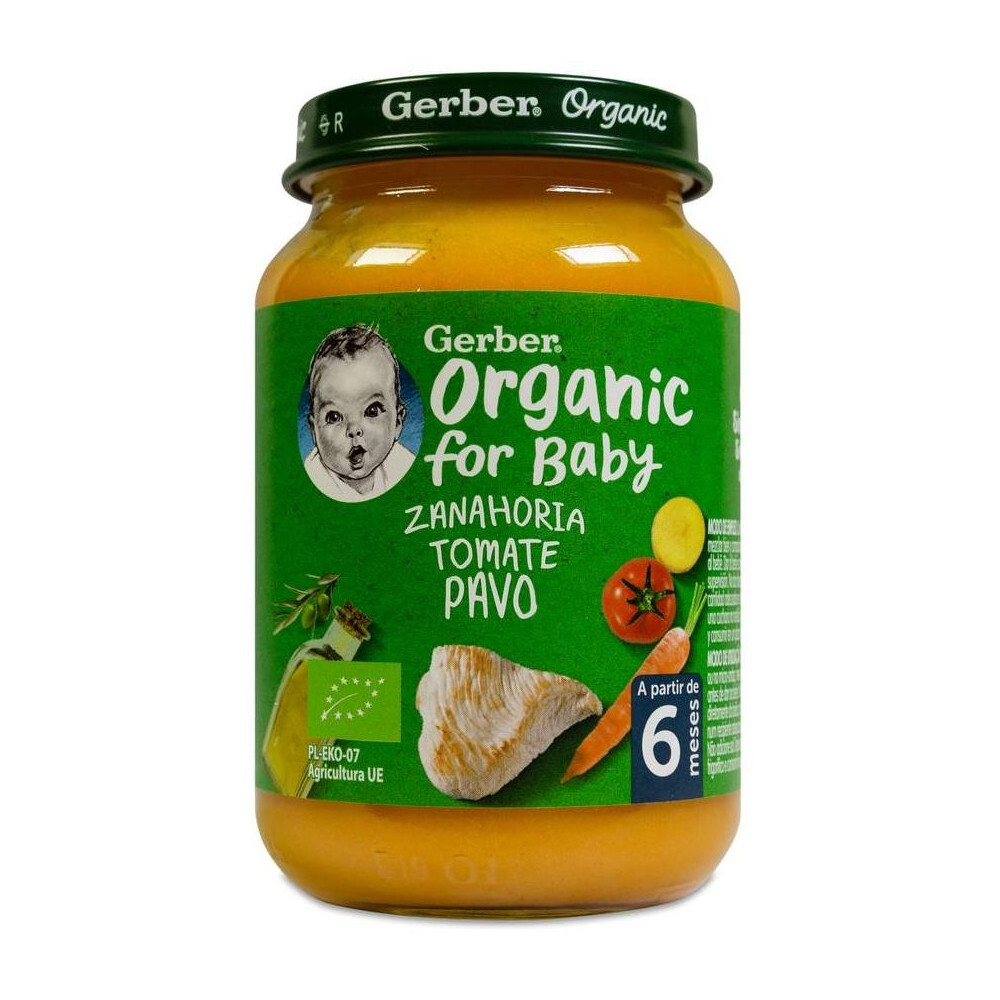 Gerber Organic Tarrito Zanahoria Y Pavo +6 Meses, 190 G