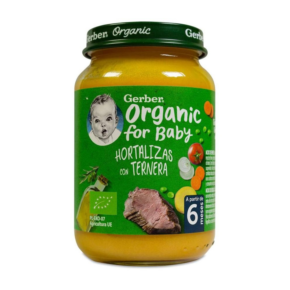 Gerber Organic Tarrito Hortalizas Y Ternera +6 Meses, 190 G