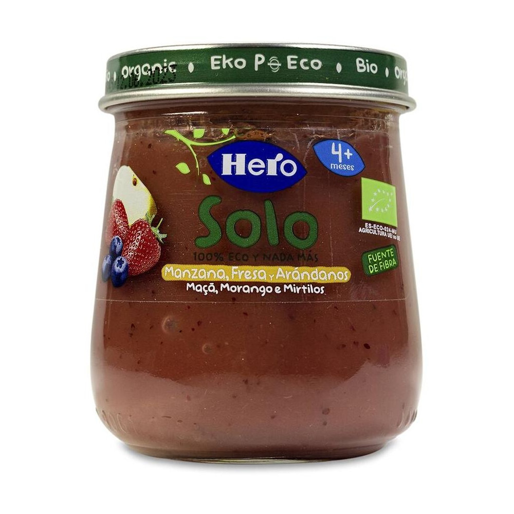Hero Baby Solo Tarrito Sabor Manzana, Fresa Y Arándanos, 120 G