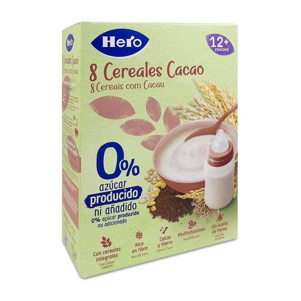 Hero Baby Papilla 8 Cereales Con Cacao, 340 Gramos
